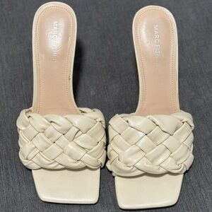 Marc Fisher Tan Woven Mules